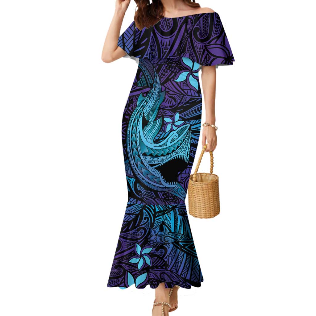 Nukuoro Atoll Mermaid Dress Polynesian Shark Tattoo Purple Gradient Vibes