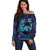 Nukuoro Atoll Off Shoulder Sweater Polynesian Shark Tattoo Purple Gradient Vibes