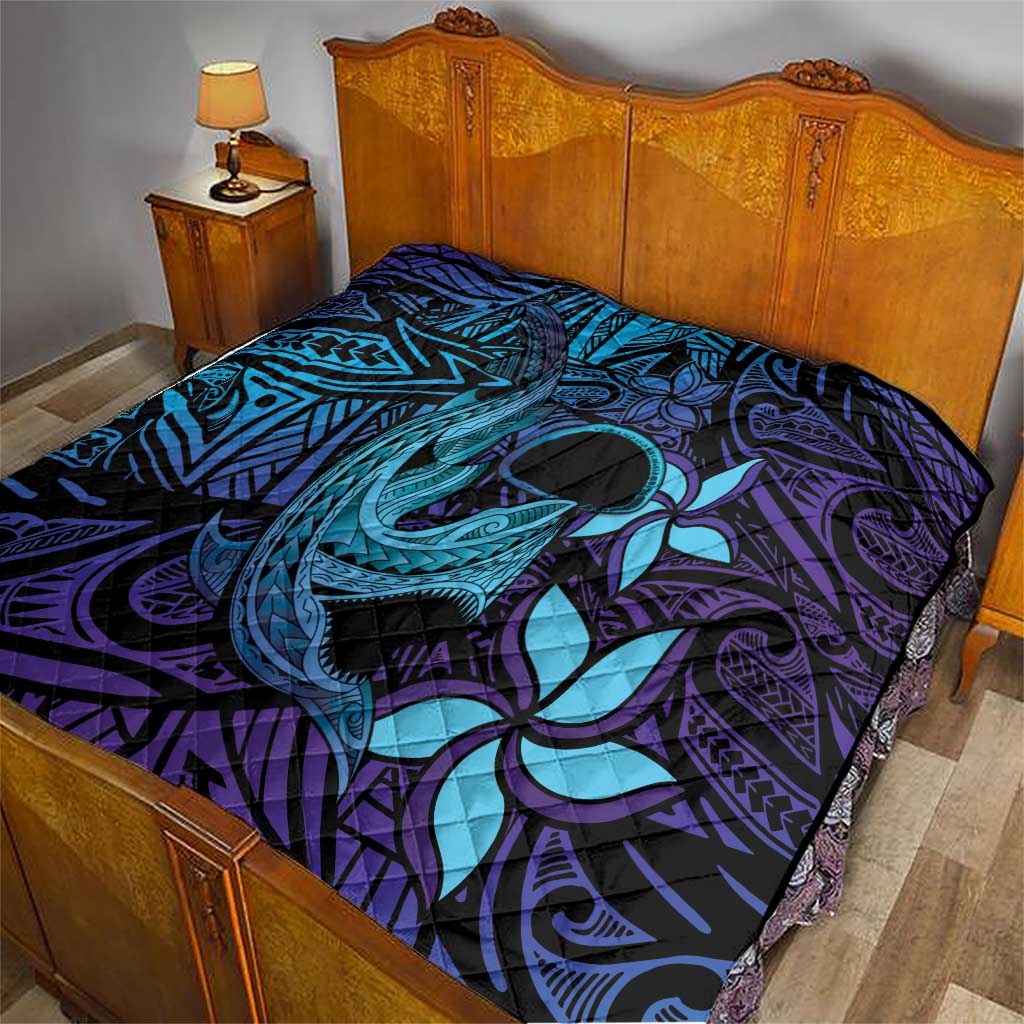 Nukuoro Atoll Quilt Polynesian Shark Tattoo Purple Gradient Vibes LT14 - Polynesian Pride