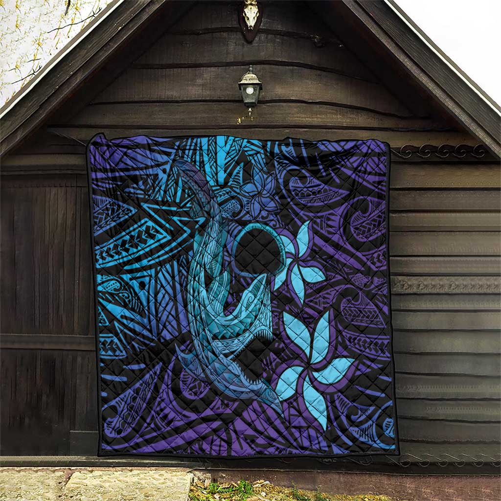 Nukuoro Atoll Quilt Polynesian Shark Tattoo Purple Gradient Vibes LT14 - Polynesian Pride