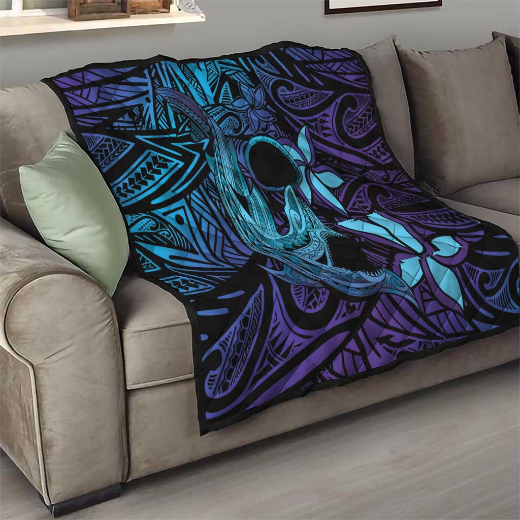 Nukuoro Atoll Quilt Polynesian Shark Tattoo Purple Gradient Vibes LT14 - Polynesian Pride