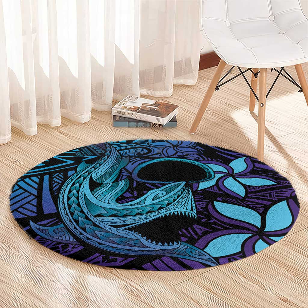 Nukuoro Atoll Round Carpet Polynesian Shark Tattoo Purple Gradient Vibes