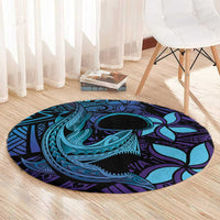Nukuoro Atoll Round Carpet Polynesian Shark Tattoo Purple Gradient Vibes