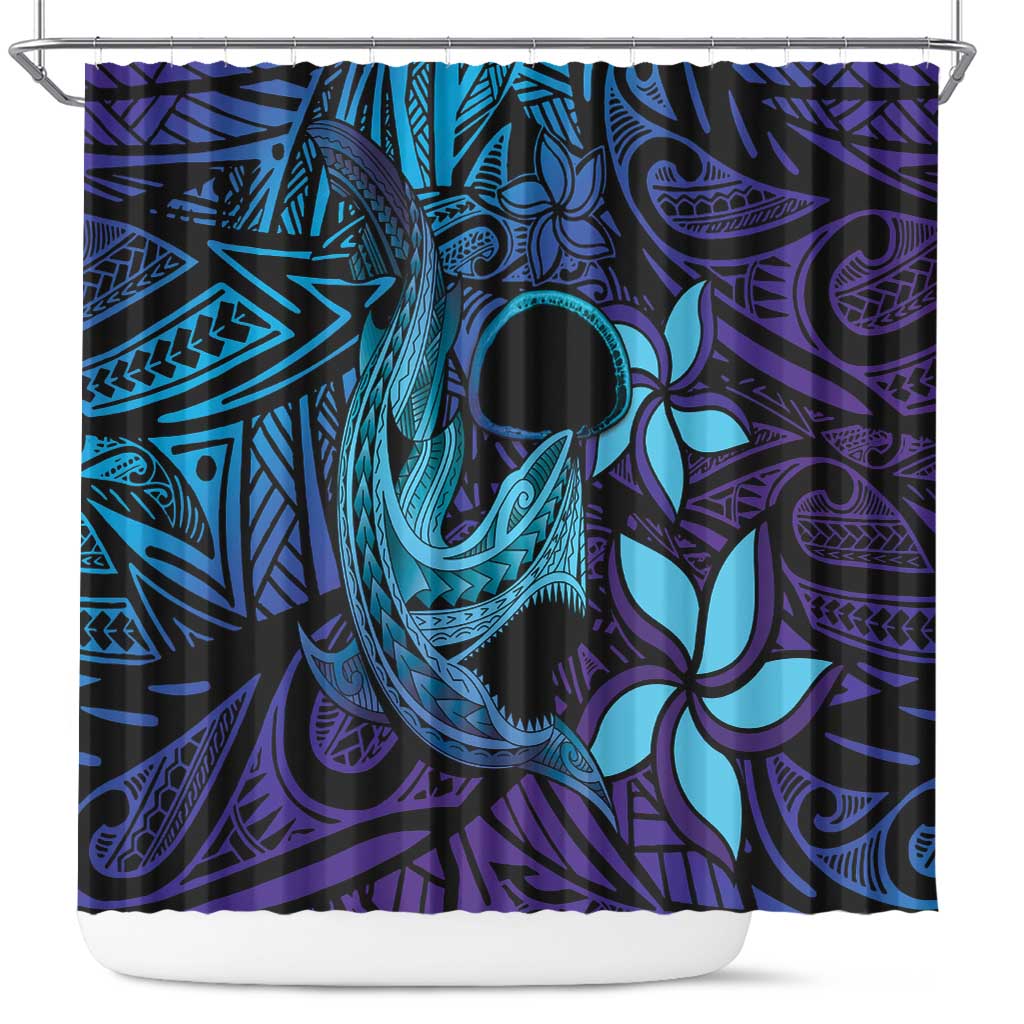 Nukuoro Atoll Shower Curtain Polynesian Shark Tattoo Purple Gradient Vibes LT14 Purple - Polynesian Pride