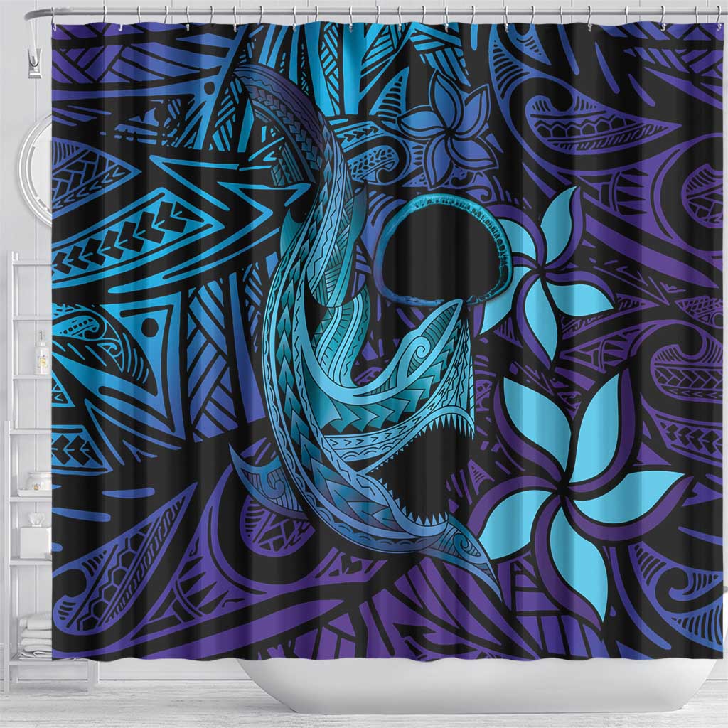 Nukuoro Atoll Shower Curtain Polynesian Shark Tattoo Purple Gradient Vibes LT14 - Polynesian Pride