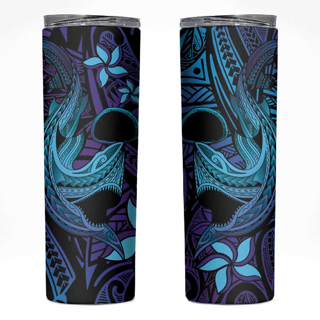 Nukuoro Atoll Skinny Tumbler Polynesian Shark Tattoo Purple Gradient Vibes LT14 Purple - Polynesian Pride