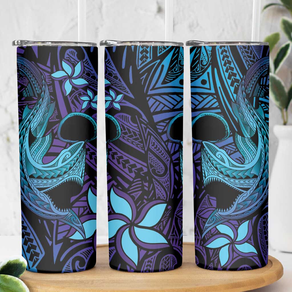 Nukuoro Atoll Skinny Tumbler Polynesian Shark Tattoo Purple Gradient Vibes LT14 - Polynesian Pride