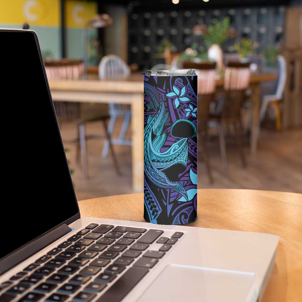 Nukuoro Atoll Skinny Tumbler Polynesian Shark Tattoo Purple Gradient Vibes LT14 - Polynesian Pride