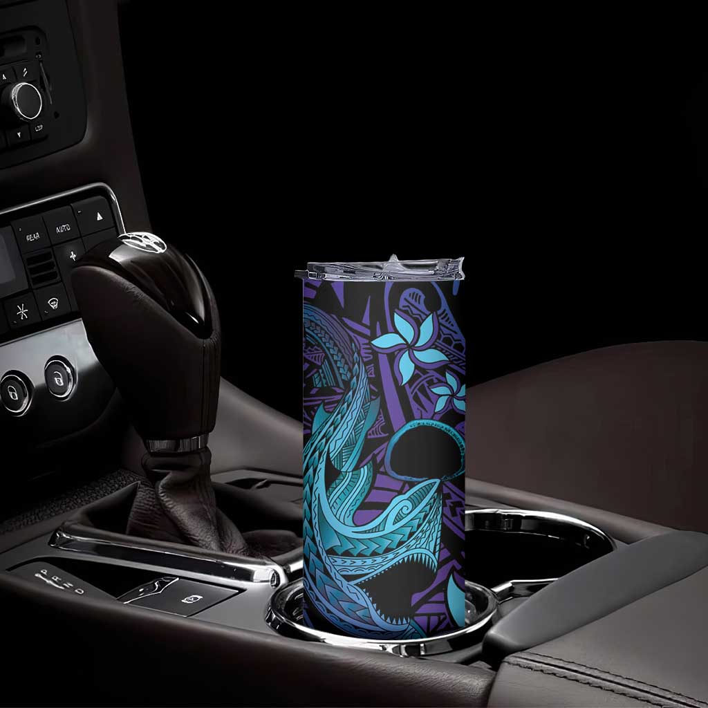 Nukuoro Atoll Skinny Tumbler Polynesian Shark Tattoo Purple Gradient Vibes LT14 - Polynesian Pride
