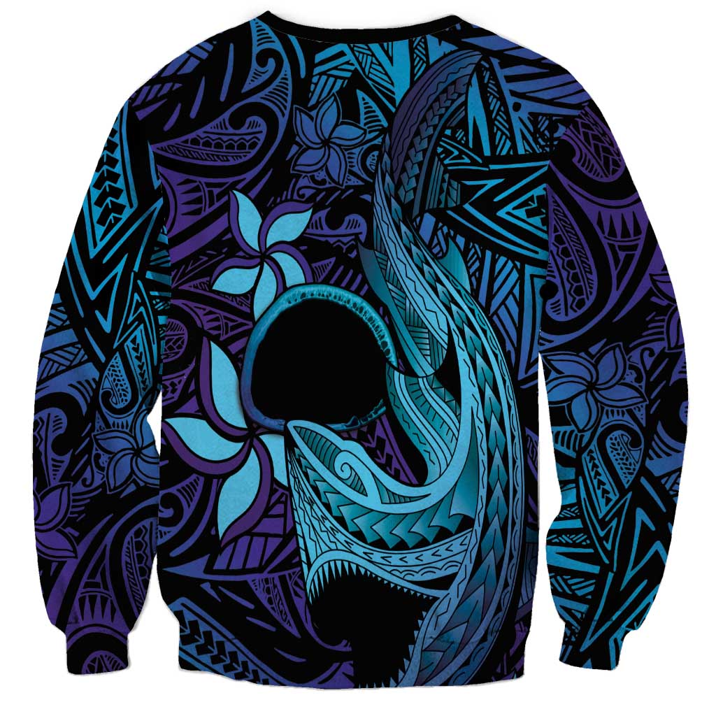 Nukuoro Atoll Sweatshirt Polynesian Shark Tattoo Purple Gradient Vibes