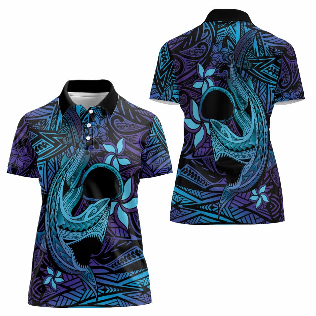 Nukuoro Atoll Women Polo Shirt Polynesian Shark Tattoo Purple Gradient Vibes