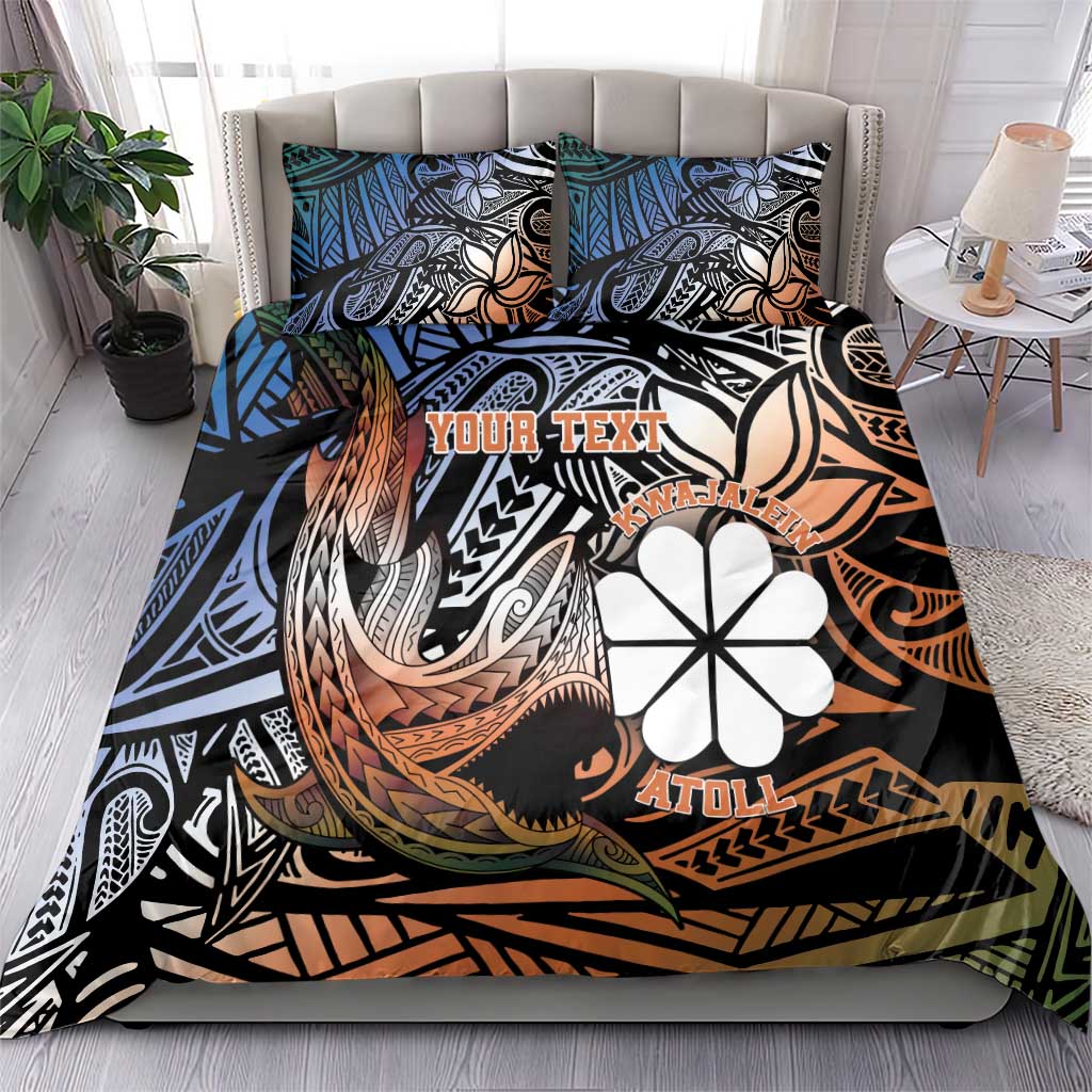Personalised Kwajalein Atoll Bedding Set Polynesian Shark Tattoo Gradient Vibes LT14 - Polynesian Pride