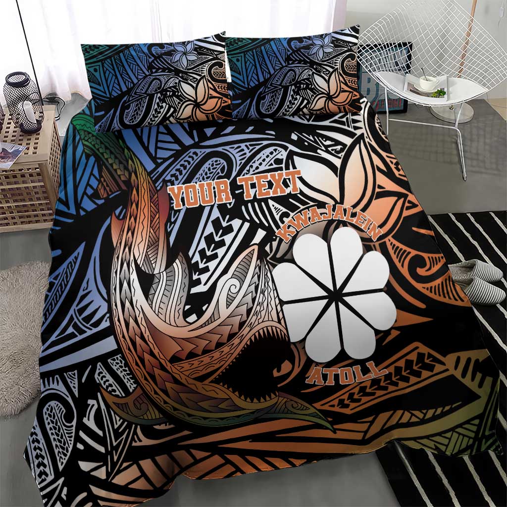 Personalised Kwajalein Atoll Bedding Set Polynesian Shark Tattoo Gradient Vibes LT14 - Polynesian Pride