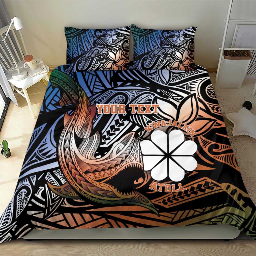 Personalised Kwajalein Atoll Bedding Set Polynesian Shark Tattoo Gradient Vibes LT14 - Polynesian Pride