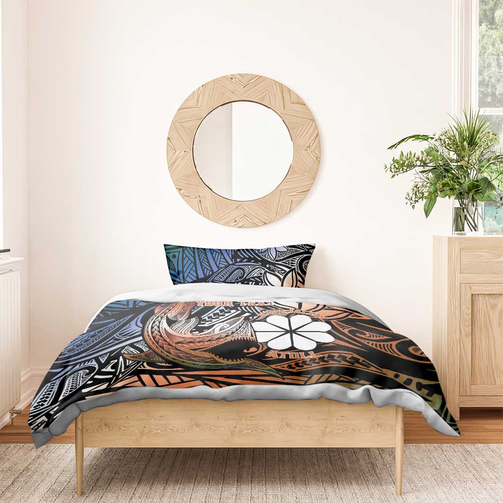 Personalised Kwajalein Atoll Bedding Set Polynesian Shark Tattoo Gradient Vibes LT14 - Polynesian Pride