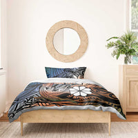 Personalised Kwajalein Atoll Bedding Set Polynesian Shark Tattoo Gradient Vibes LT14 - Polynesian Pride