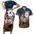 Personalised Kwajalein Atoll Couples Matching Short Sleeve Bodycon Dress and Hawaiian Shirt Polynesian Shark Tattoo Gradient Vibes