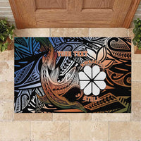 Personalised Kwajalein Atoll Rubber Doormat Polynesian Shark Tattoo Gradient Vibes