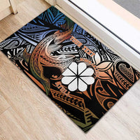 Personalised Kwajalein Atoll Rubber Doormat Polynesian Shark Tattoo Gradient Vibes