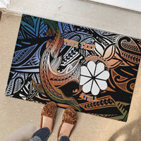 Personalised Kwajalein Atoll Rubber Doormat Polynesian Shark Tattoo Gradient Vibes