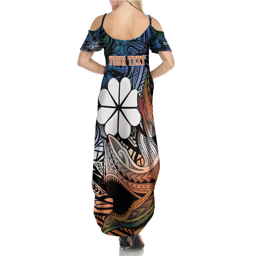 Personalised Kwajalein Atoll Summer Maxi Dress Polynesian Shark Tattoo Gradient Vibes