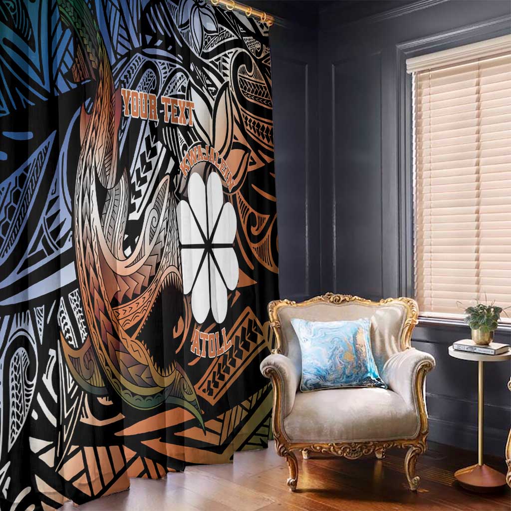 Personalised Kwajalein Atoll Window Curtain Polynesian Shark Tattoo Gradient Vibes