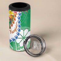 Marshall Islands Kwajalein Atoll 4 in 1 Can Cooler Tumbler Curves Polynesian Mix Tropical Flowers LT14 - Polynesian Pride