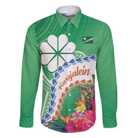 Marshall Islands Kwajalein Atoll Family Matching Off The Shoulder Long Sleeve Dress and Hawaiian Shirt Curves Polynesian Mix Tropical Flowers