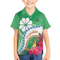 Marshall Islands Kwajalein Atoll Kid Hawaiian Shirt Curves Polynesian Mix Tropical Flowers