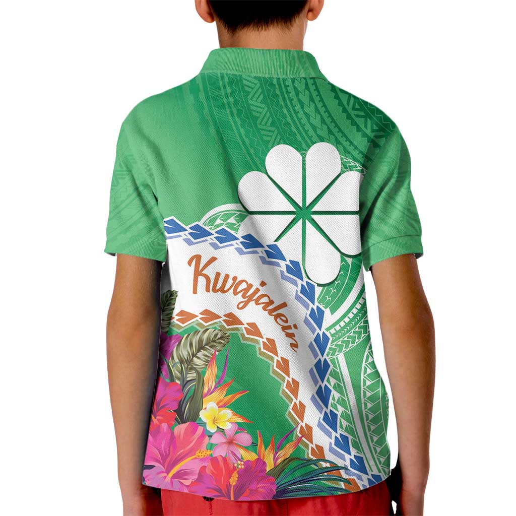 Marshall Islands Kwajalein Atoll Kid Polo Shirt Curves Polynesian Mix Tropical Flowers LT14 - Polynesian Pride