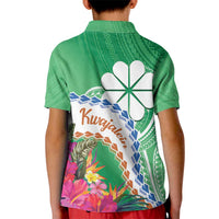 Marshall Islands Kwajalein Atoll Kid Polo Shirt Curves Polynesian Mix Tropical Flowers LT14 - Polynesian Pride