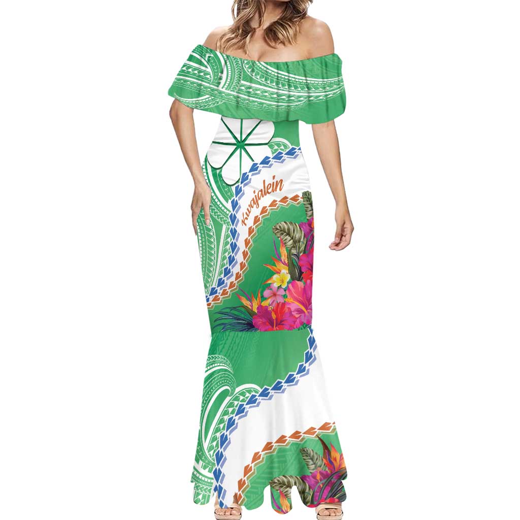 Marshall Islands Kwajalein Atoll Mermaid Dress Curves Polynesian Mix Tropical Flowers LT14 - Polynesian Pride