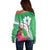 Marshall Islands Kwajalein Atoll Off Shoulder Sweater Curves Polynesian Mix Tropical Flowers