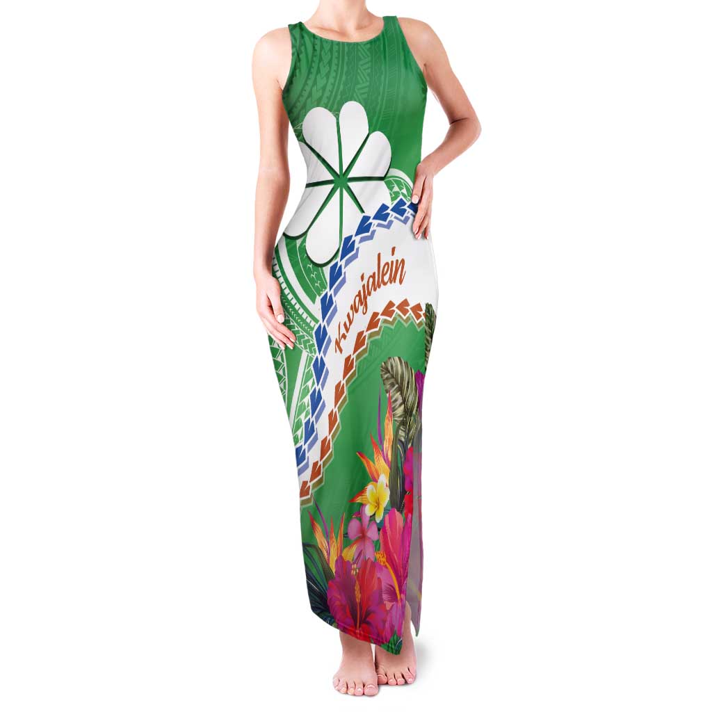 Marshall Islands Kwajalein Atoll Tank Maxi Dress Curves Polynesian Mix Tropical Flowers