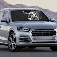 Black Hawaii Auto Sun Shade Hammerhead Shark Tattoo Curve Polynesian - Polynesian Pride