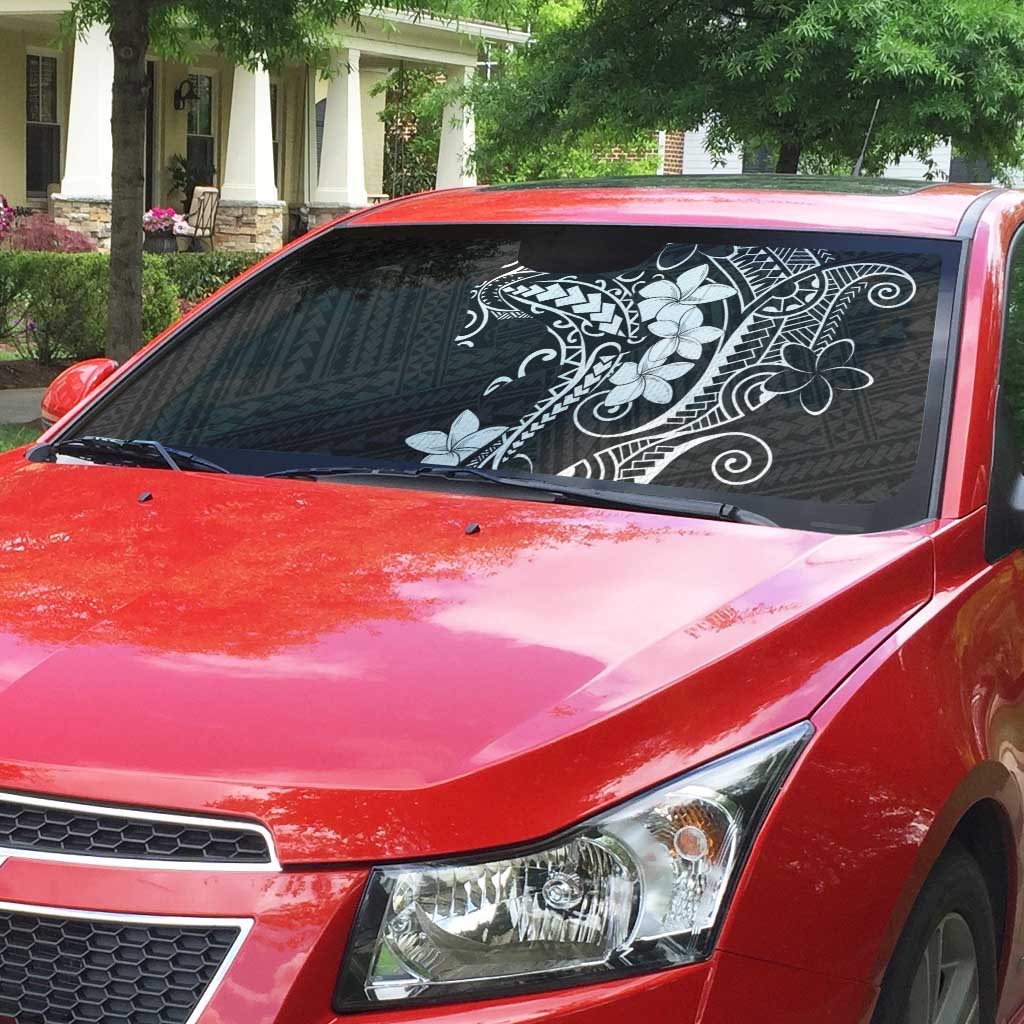 Black Hawaii Auto Sun Shade Hammerhead Shark Tattoo Curve Polynesian - Polynesian Pride