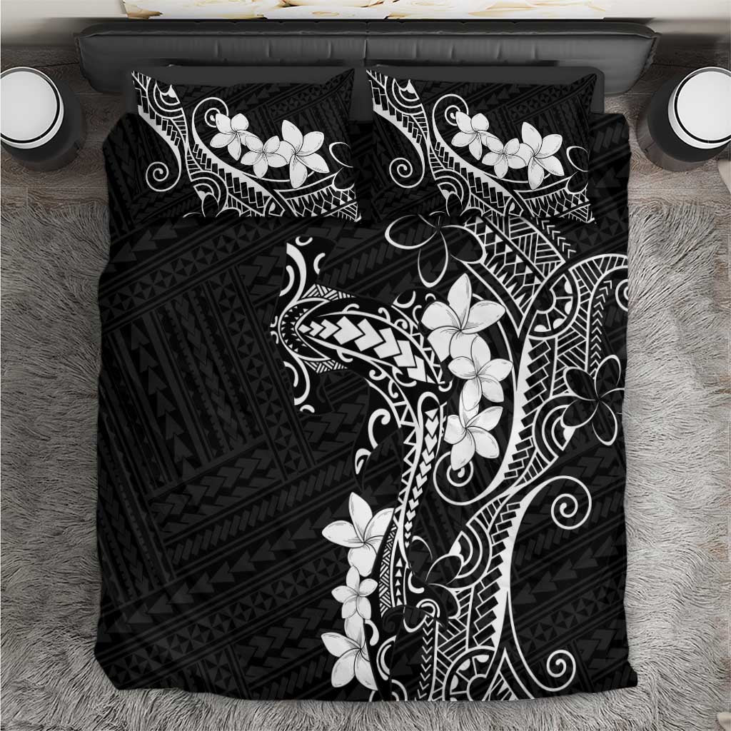 Black Hawaii Bedding Set Hammerhead Shark Tattoo Curve Polynesian - Polynesian Pride