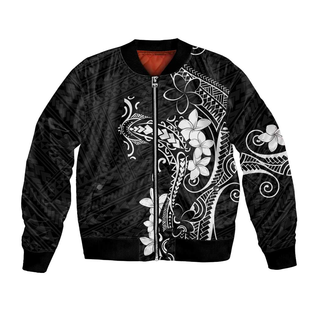Black Hawaii Bomber Jacket Hammerhead Shark Tattoo Curve Polynesian LT14 Unisex Black - Polynesian Pride