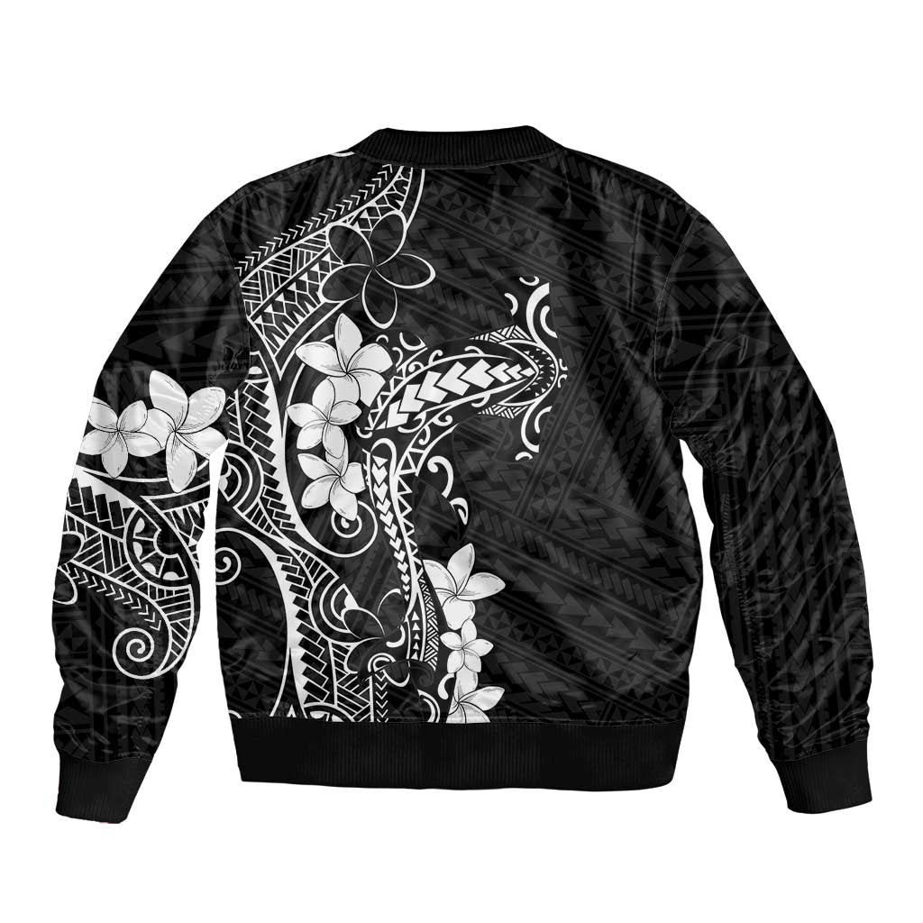 Black Hawaii Bomber Jacket Hammerhead Shark Tattoo Curve Polynesian LT14 - Polynesian Pride