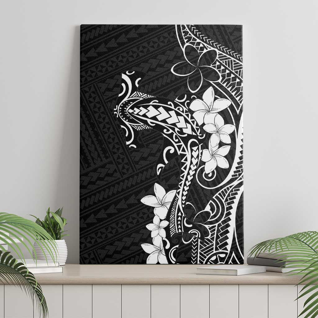 Black Hawaii Canvas Wall Art Hammerhead Shark Tattoo Curve Polynesian - Polynesian Pride