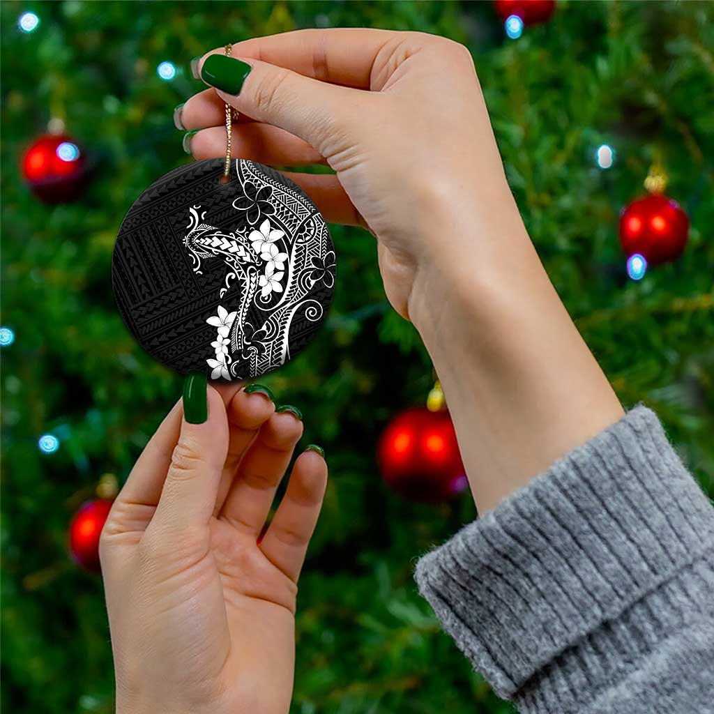 Black Hawaii Ceramic Ornament Hammerhead Shark Tattoo Curve Polynesian - Polynesian Pride