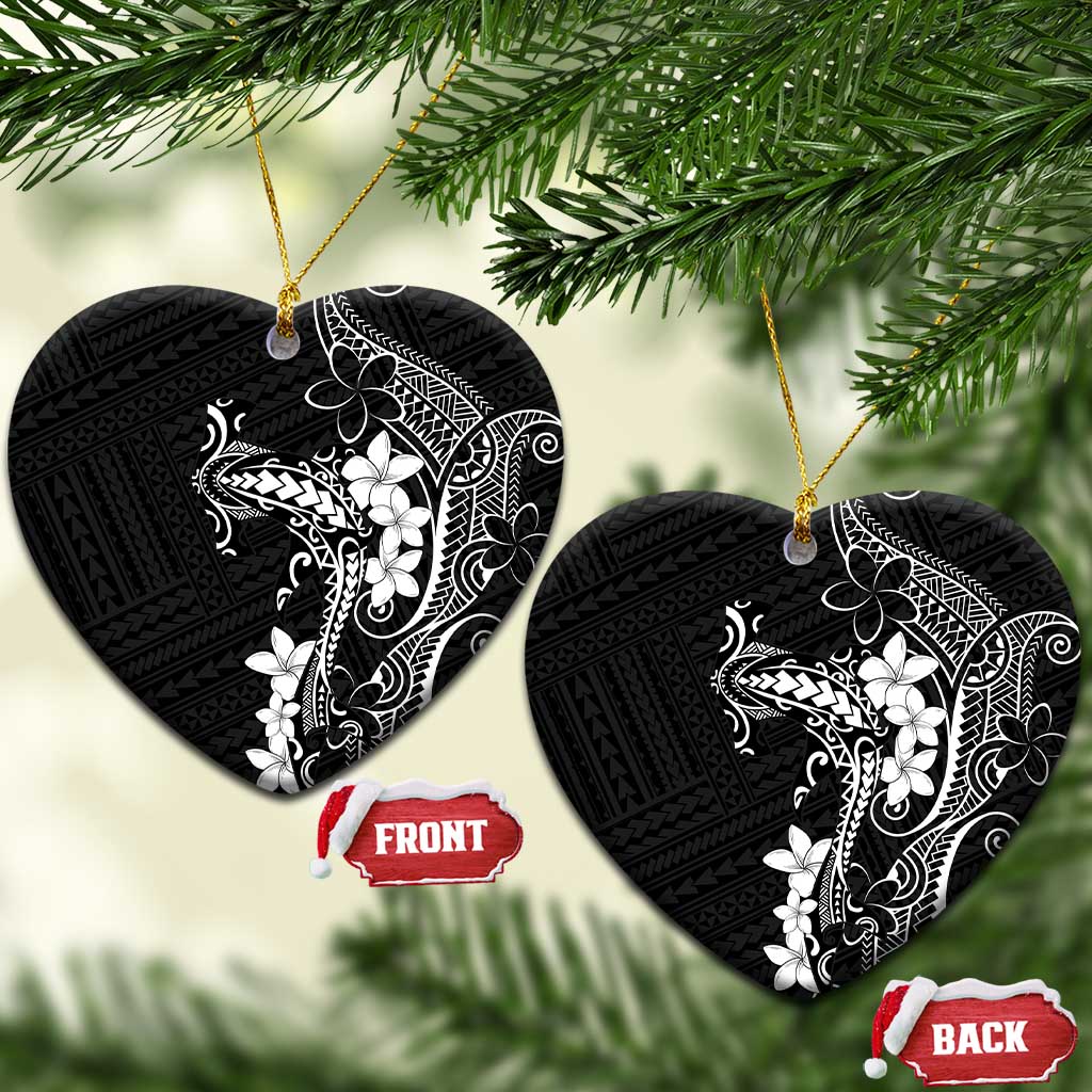 Black Hawaii Ceramic Ornament Hammerhead Shark Tattoo Curve Polynesian - Polynesian Pride