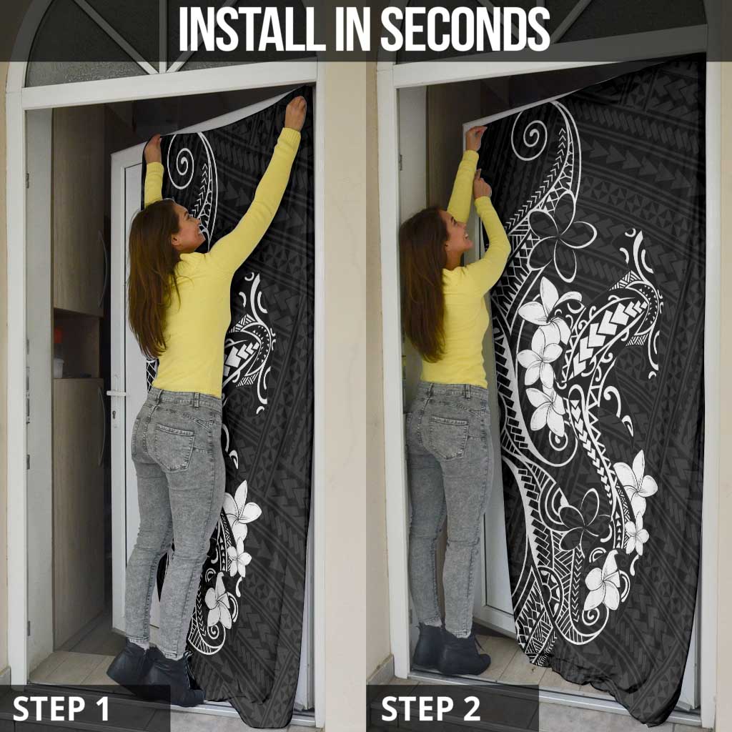 Black Hawaii Door Cover Hammerhead Shark Tattoo Curve Polynesian - Polynesian Pride