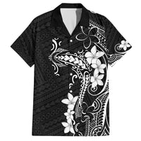 Black Hawaii Family Matching Off The Shoulder Long Sleeve Dress and Hawaiian Shirt Hammerhead Shark Tattoo Curve Polynesian - Polynesian Pride