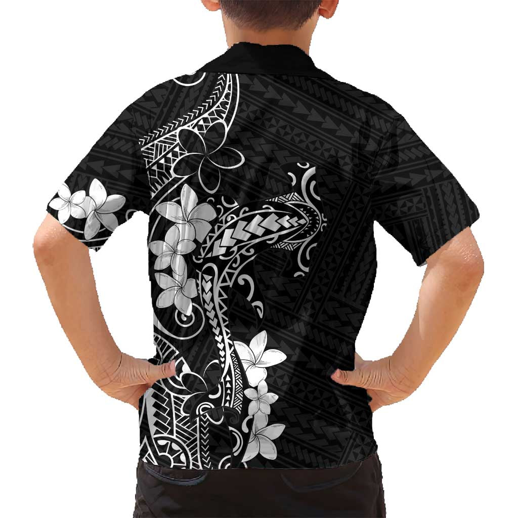 Black Hawaii Family Matching Off Shoulder Maxi Dress and Hawaiian Shirt Hammerhead Shark Tattoo Curve Polynesian - Polynesian Pride