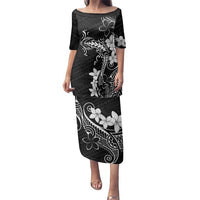 Black Hawaii Family Matching Puletasi and Hawaiian Shirt Hammerhead Shark Tattoo Curve Polynesian - Polynesian Pride