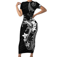 Black Hawaii Family Matching Short Sleeve Bodycon Dress and Hawaiian Shirt Hammerhead Shark Tattoo Curve Polynesian - Polynesian Pride