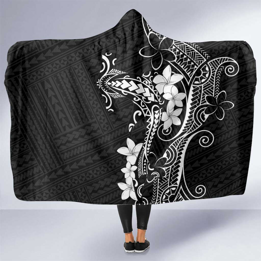 Black Hawaii Hooded Blanket Hammerhead Shark Tattoo Curve Polynesian - Polynesian Pride