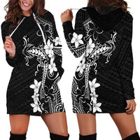 Black Hawaii Hoodie Dress Hammerhead Shark Tattoo Curve Polynesian - Polynesian Pride