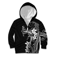 Black Hawaii Kid Hoodie Hammerhead Shark Tattoo Curve Polynesian - Polynesian Pride